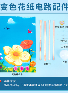 纸电路变色花DIY材料包小学生科技小制作科学实验教具创客发明