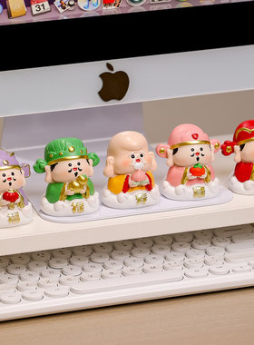 卡通可爱福气小神仙钟馗财神摆件办公室桌面好物工位解压小摆设女