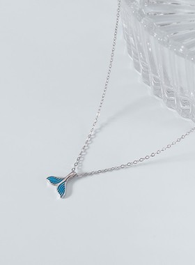 新概念s925纯银 蓝色鱼尾手链女夏季小清新甜美ins小众设计感手饰