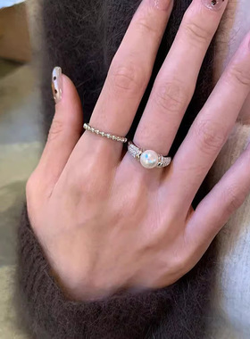 s925纯银圆珠豆豆戒指女ins极简风小众设计百搭光面圆球素圈戒指