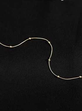 S925纯银圆珠蛇骨链女网红轻奢ins辣妹颈链简约叠戴choker锁骨链