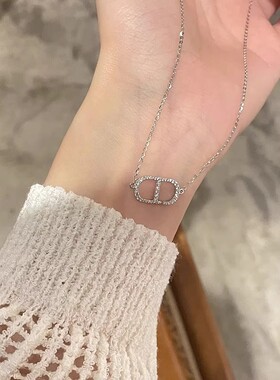 s925纯银猪鼻子项链女ins轻奢小众设计高级感简约气质闪钻锁骨链