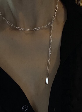 925纯银波光粼粼意大利车花口字项链简约ins冷淡极简风叠戴锁骨链