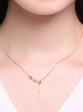 s925纯银肖邦万能链女ins针式穿珠路路通小孔吊坠diy抽拉调节项链