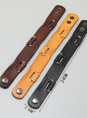 欧美外贸流行饰品简约复古风男士牛皮手链个性嘻哈hiphop首饰手环