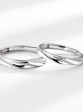 新概念s925纯银水波纹情侣对戒韩版时尚简约共渡爱河戒指厂家