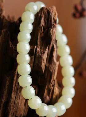 天然和田玉手串晴水料老型珠手链女士复古气质百搭路路通手饰饰品