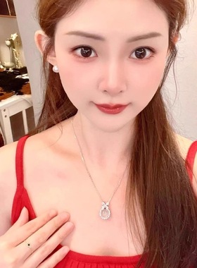 S925纯银高冰透天然白玉髓项链女蝴蝶结在逃公主网红直播同款饰品