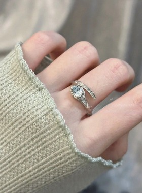 清冷感灵蛇超闪锆石开口食指戒小众个性气质高级感甜酷指环女