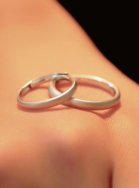 s925纯银情侣对戒ins磨砂拉丝素圈冷淡风小众极简设计戒指 送女友