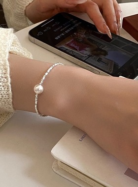 碎银几两纯银施家珍珠手链女款学生小众设计高级感手饰2023年新款