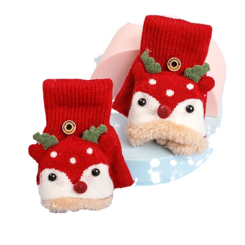 手套男女冬季可爱加绒加厚棉保暖韩版学生卡通冬露指写字半指圣诞,淘宝优惠券,粉丝福利购,淘宝优惠卷