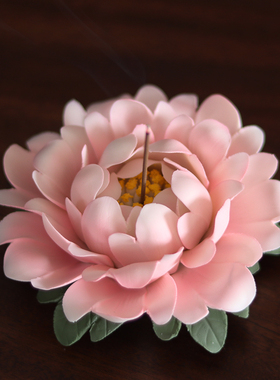 速发陶瓷手捏牡丹插线香花摆件手工瓷花客厅艺室桌面装饰花朵工茶