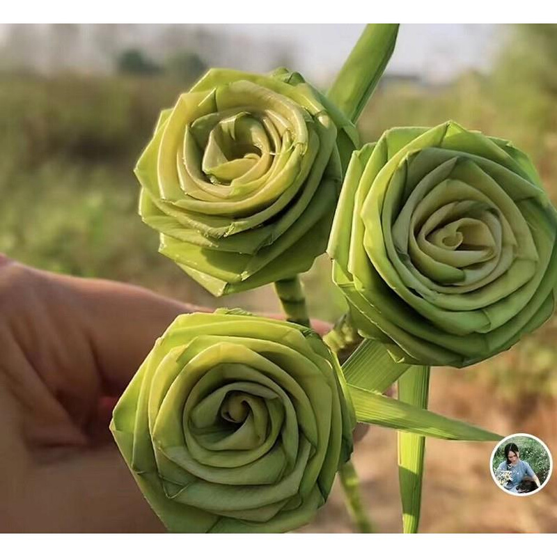 编制玫瑰花棕编玫瑰花99朵玫瑰花婚庆手捧花包邮新鲜棕榈树叶 - 图1