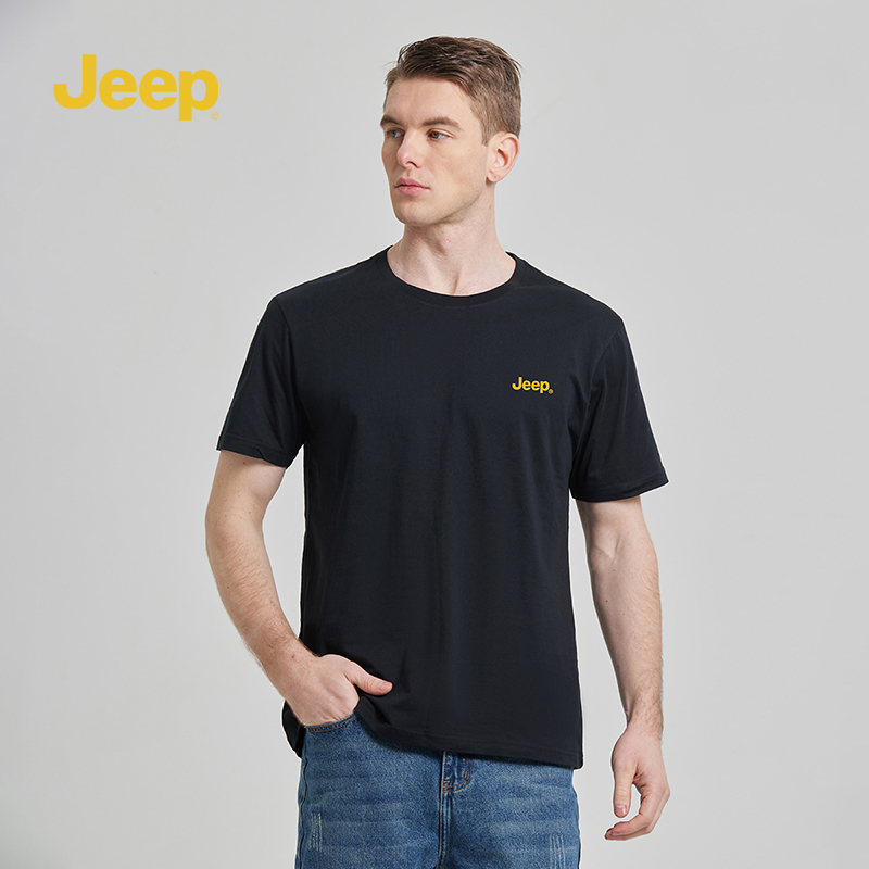 【jeep吉普】男士凉感纯棉圆领透气休闲短袖