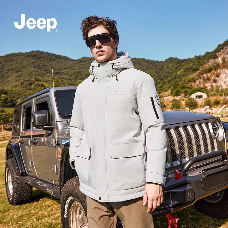 jeep吉普官方羽绒服男款2024冬季户外加厚保暖连帽男女冲锋外套 K