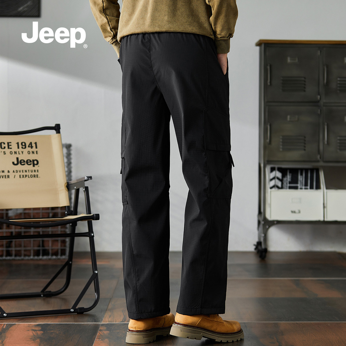Jeep吉普工装裤男款新款超火直筒裤子男复古宽松黑色休闲裤潮S,淘宝优惠券,粉丝福利购,淘宝优惠卷