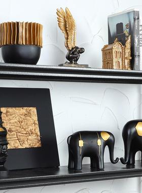 高档奢华开放格博古架黑金人物雕塑艺术摆件样板房电视柜软装饰品