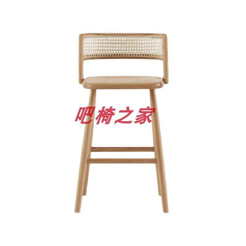 实木藤编吧台椅设计师吧台凳家用白蜡木实木高脚椅轻奢实木吧台椅,淘宝优惠券,粉丝福利购,淘宝优惠卷