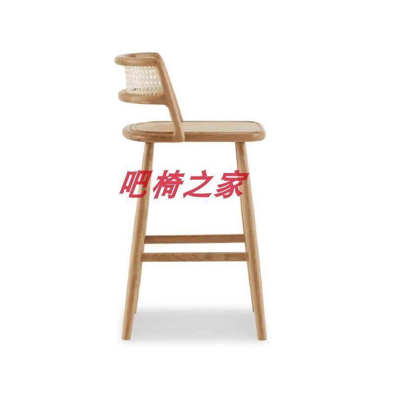 实木藤编吧台椅设计师吧台凳家用白蜡木实木高脚椅轻奢实木吧台椅,淘宝优惠券,粉丝福利购,淘宝优惠卷