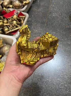 纯铜马拉车家居客厅玄关办公室工艺品旺财招财金马摆件马上有钱箱