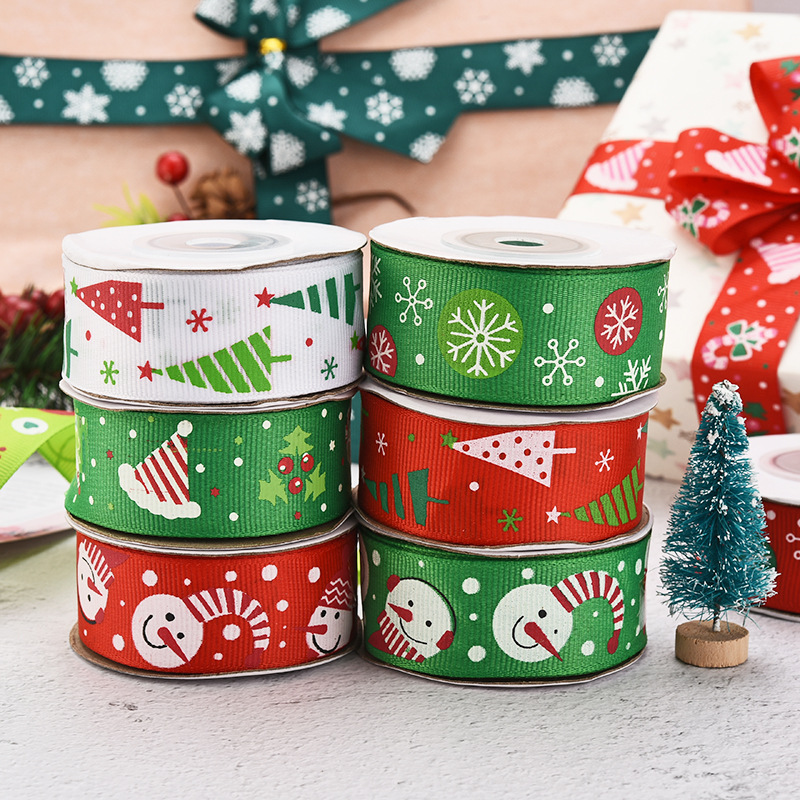 网红Christmas Ribbon printing thread ribbon 2.5cm in stock丝 - 图2