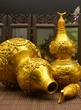 速发件葫芦摆芦纯黄铜开口鎏金铜葫铜安宅家居挂件