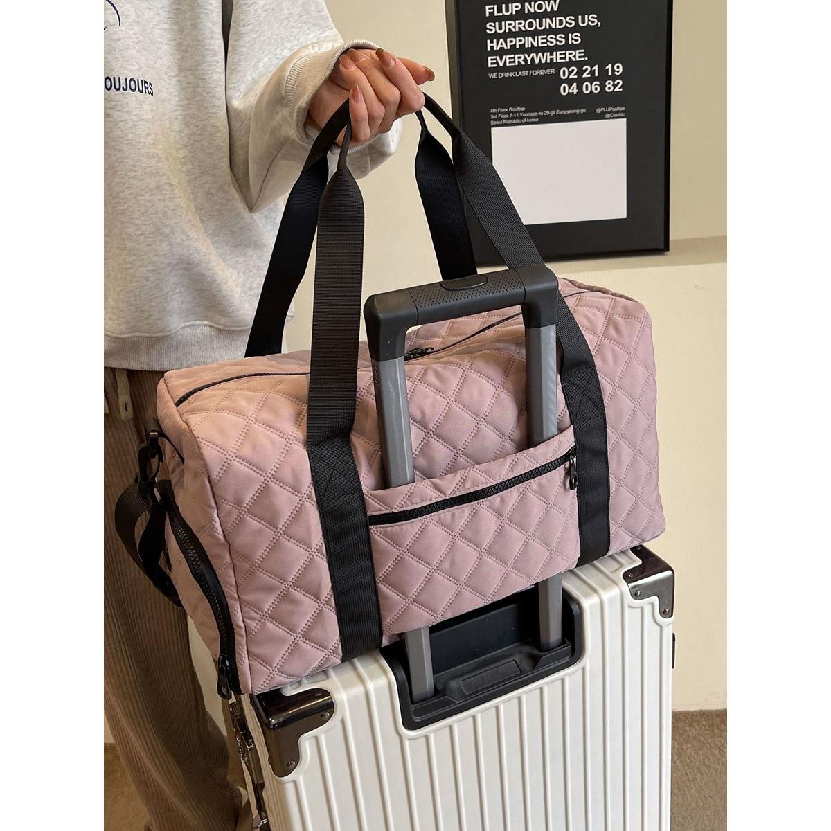 新款短途旅行包女时尚手提包大容量行李包男防水学生出行旅游包包-图3