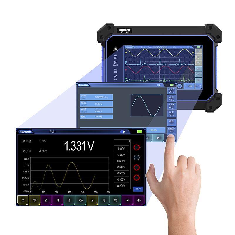 汉泰Hantek 双通道触屏平板示波器+手持信号发生器万用表二合一