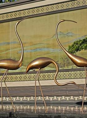 户外仙鹤玻璃钢雕塑抽象火烈鸟园林假山水池装饰大摆件售楼部模型