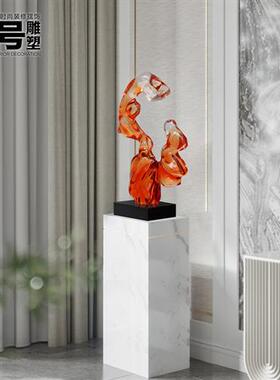 酒店大堂摆件透明树脂太湖石雕塑样板间玄关楼梯下装饰摆件艺术品