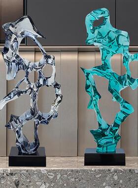 现代抽象透明树脂雕塑摆件酒店别墅家居客厅玄关太湖石装饰工艺品