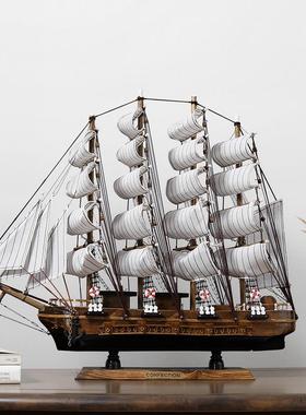 开业礼品木质手工帆船办公室摆件一帆风顺客厅玄关咖啡厅装饰品