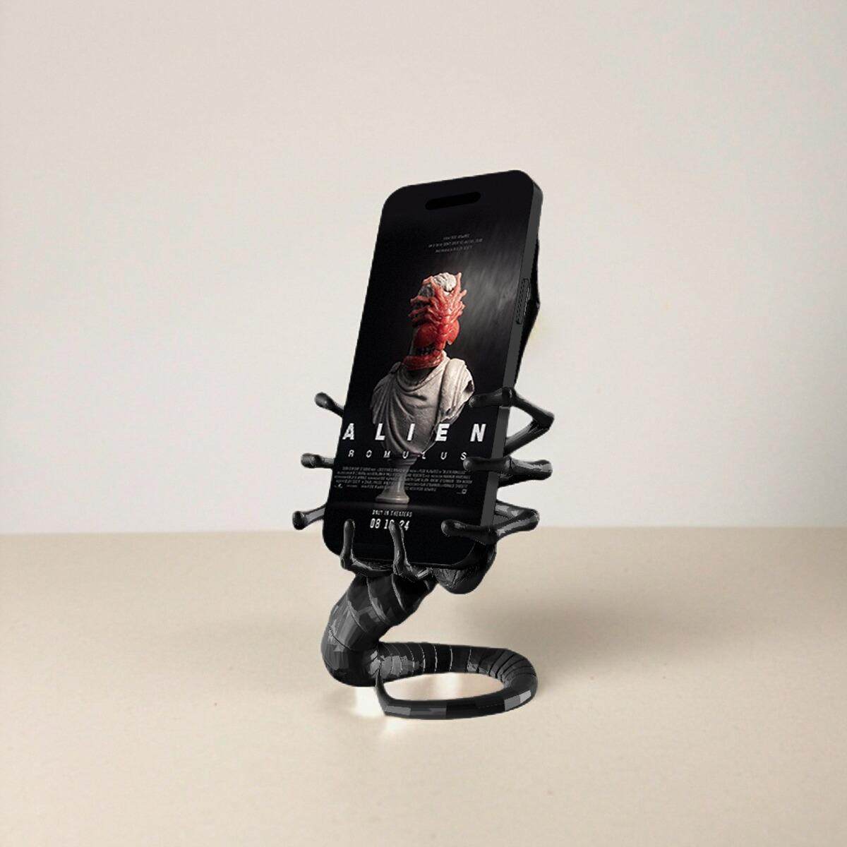 3D打印异形模型抱脸虫手机架潮模型礼物摆件异形手机架夺命舰 - 图3