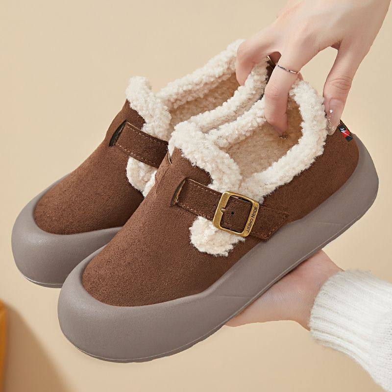 双星正品勃肯鞋女冬季加绒保暖厚底乐福鞋防滑大棉鞋一脚蹬毛毛鞋,淘宝优惠券,粉丝福利购,淘宝优惠卷