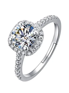 戒指时尚气质婚戒一件开口情侣莫桑石送礼韩版钻戒经典女方包