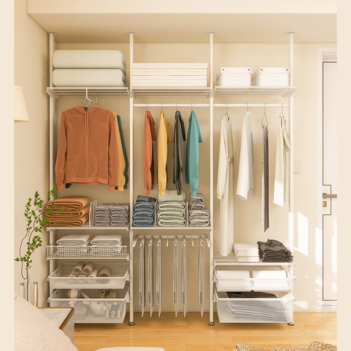 【3ROOMS】落地式组合衣架衣帽间顶天立地金属衣柜衣橱定制免打孔 - 图1