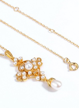 淡水珍珠吊坠送925银镀9K金项链