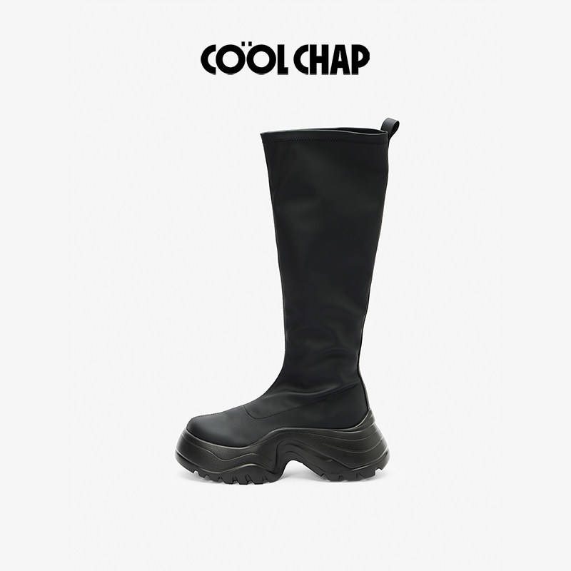 【裴珠泫同款】COOLCHAP2025秋冬新款瘦瘦靴厚底女款弹力靴长靴子,淘宝优惠券,粉丝福利购,淘宝优惠卷