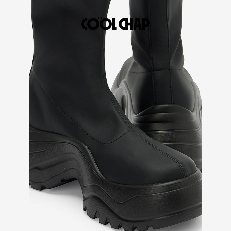 【裴珠泫同款】COOLCHAP2025秋冬新款瘦瘦靴厚底女款弹力靴长靴子,淘宝优惠券,粉丝福利购,淘宝优惠卷