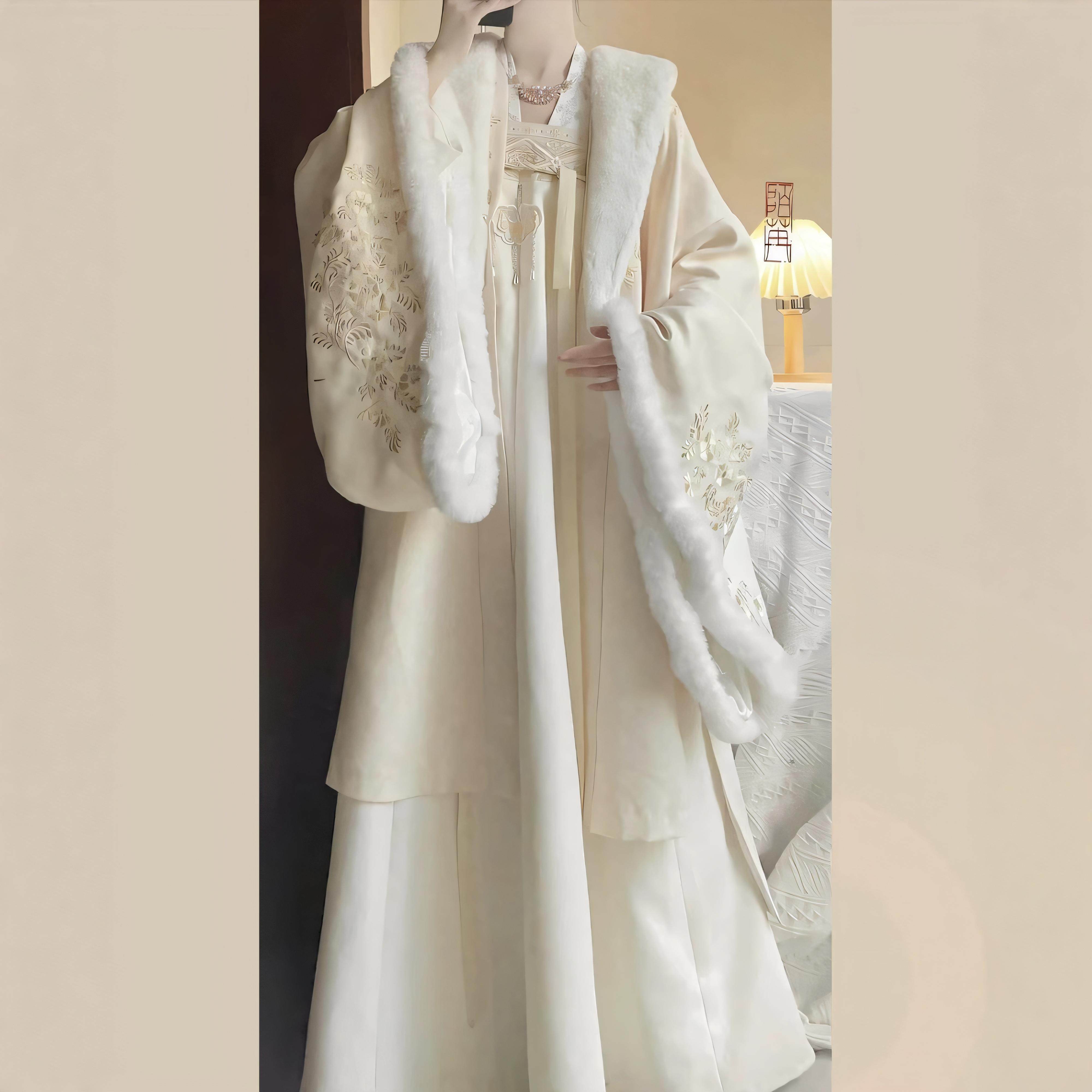 原创汉服女【蓦回首】唐制加绒加厚齐胸襦裙连帽大袖衫套装冬季款,淘宝优惠券,粉丝福利购,淘宝优惠卷