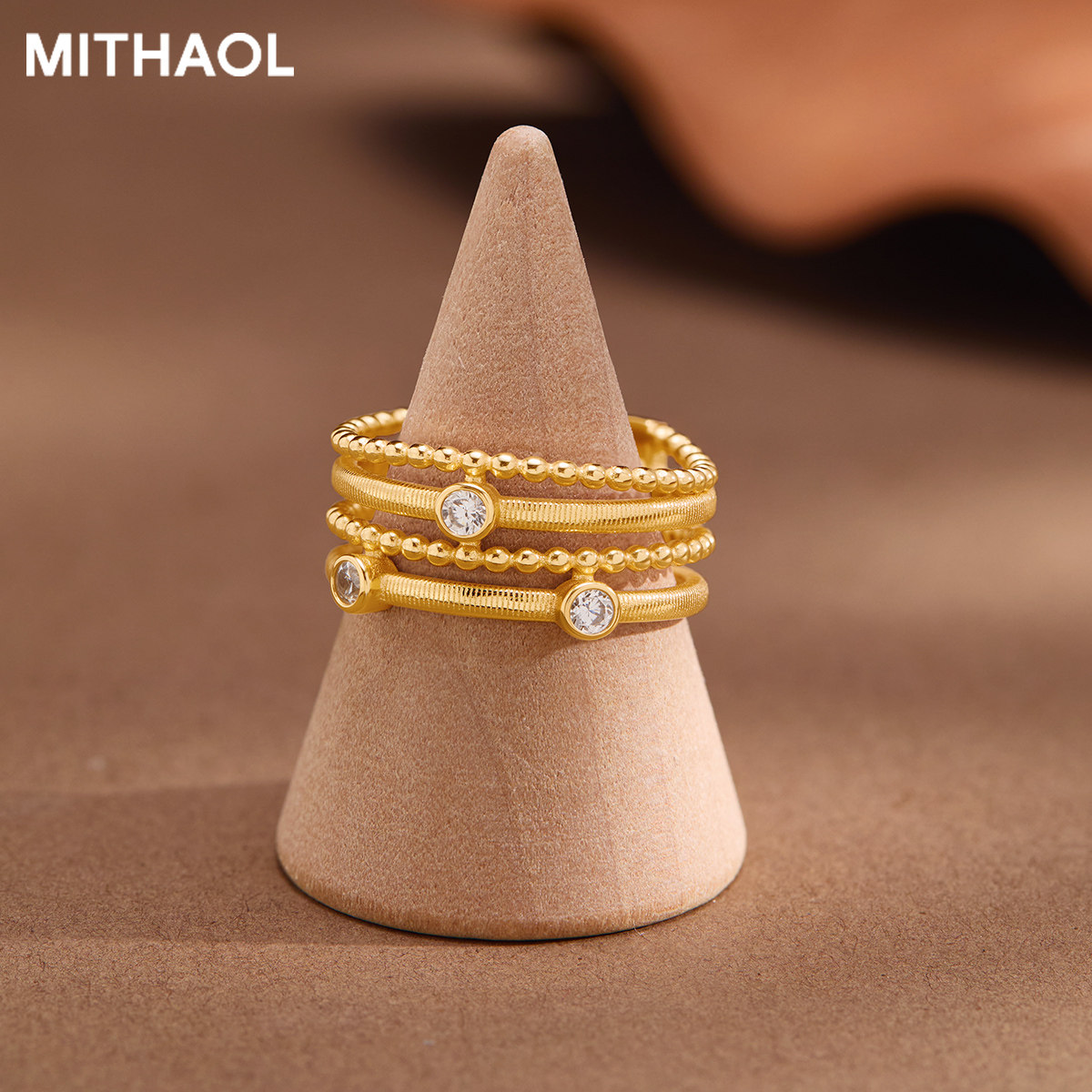 MITHAOL multi-layer retro ring for women, niche design, high-end, temperament and versatile, middle-aged ring for women