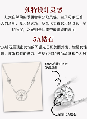 【孙一宁同款】白贝母罗盘双钻项链女 轻奢小众八芒星锁骨链女款
