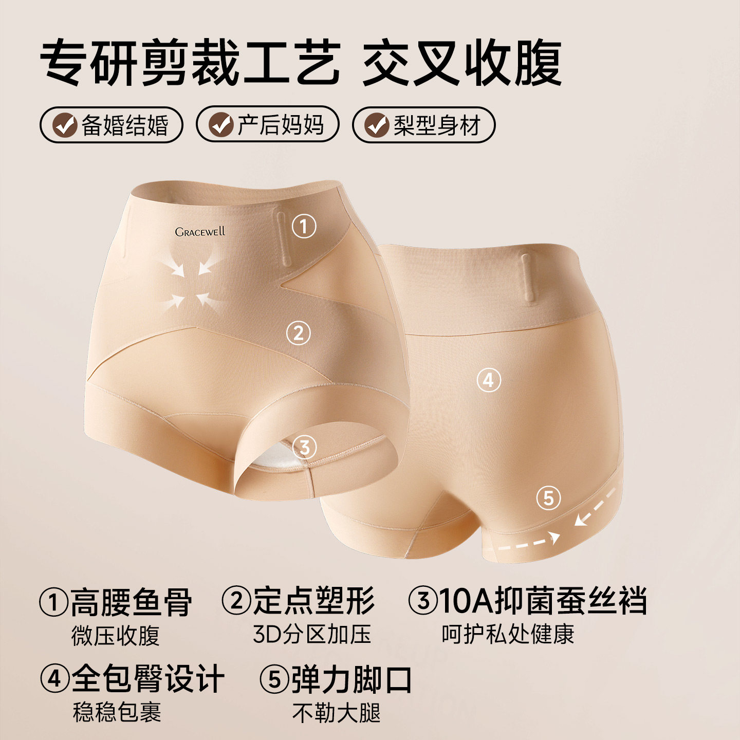 婷美高腰收腹内裤女强力收小肚子无痕透气产后塑形提臀塑身美体裤,淘宝优惠券,粉丝福利购,淘宝优惠卷