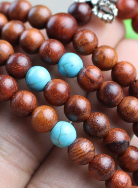 极速老挝红酸枝木手串108颗红木佛珠手链6/8mm原木料男.女念珠饰
