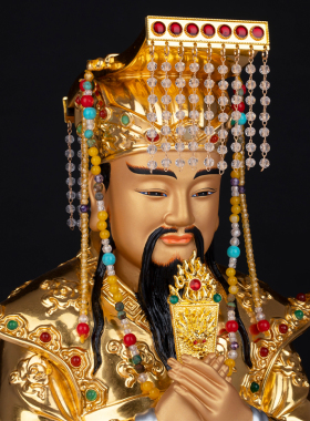 新品玉皇a大帝王母娘娘神像铜雕王母玉帝坐龙椅贴金中式客厅供奉