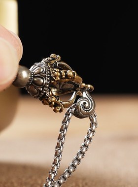 极速黄铜藏式五股k金刚杵镢杵普巴杵复古双色民族风男士吊坠项链