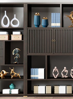 速发新中式高家件居饰品创意简约客厅酒柜轻奢摆档博古架书柜装饰