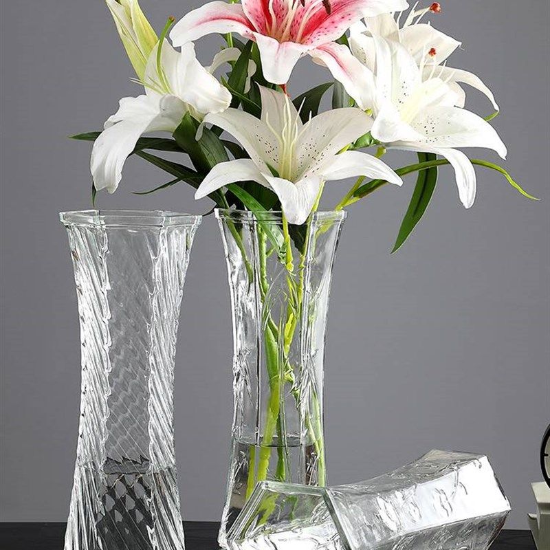 【二件套】玻璃花瓶透明水养富贵竹百合水培插花摆件客厅家用大号,淘宝优惠券,粉丝福利购,淘宝优惠卷