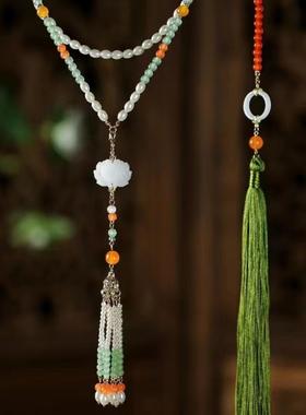 新中式马面裙长莲花璎珞背云超长流苏软璎珞古风汉服明制压襟项圈